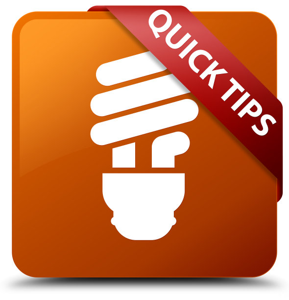 快速提示(灯泡图标)棕色方形按钮红色丝带在角落图片下载