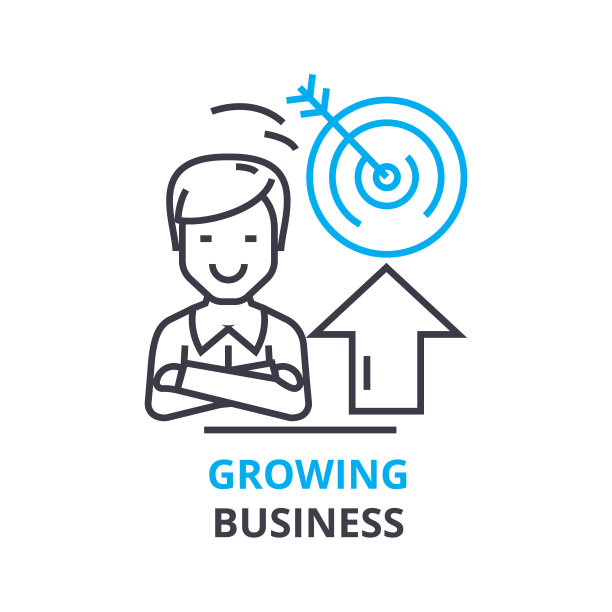 成长的商业概念，轮廓图标，线性标志，线象形图，，平面插图，矢量图片下载