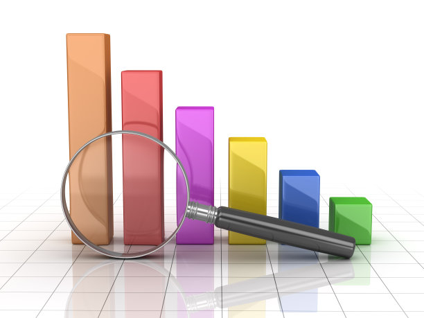 彩色业务图表与放大镜图片下载