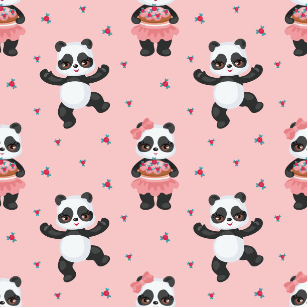 可爱的熊猫图案图片下载