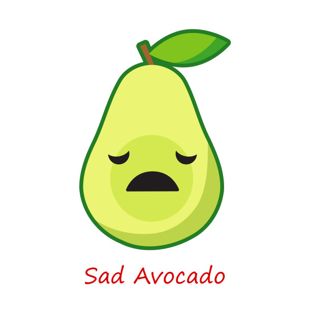 横幅鳄梨的情绪。可爱的卡通。矢量插图。图片下载