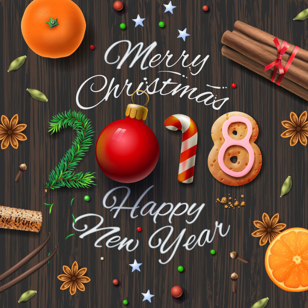 圣诞快乐，2018年新年快乐，复古背景图片下载