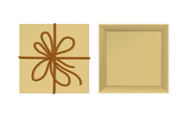 矢量牛皮纸礼物盒与绳子。图片下载