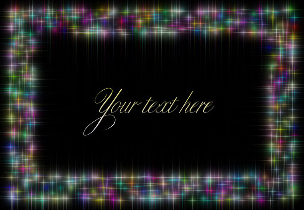 抽象背景/背景代表星形的框架/边界由杂色闪烁的星星孤立在黑色背景上。可以作为任何节日祝贺的模板图片下载