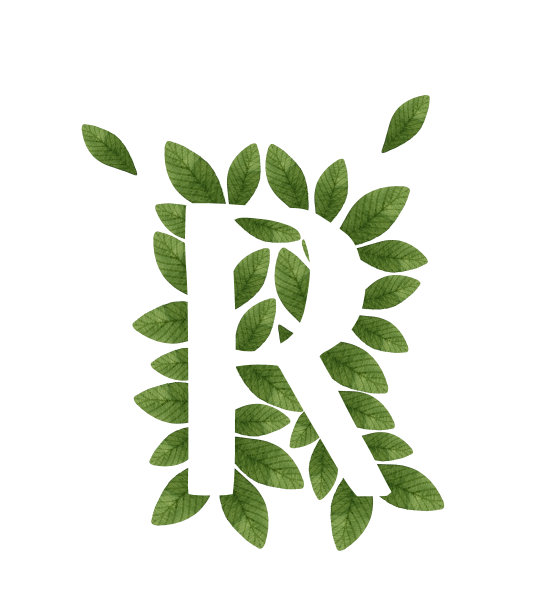 绿叶中的花字母R图片下载