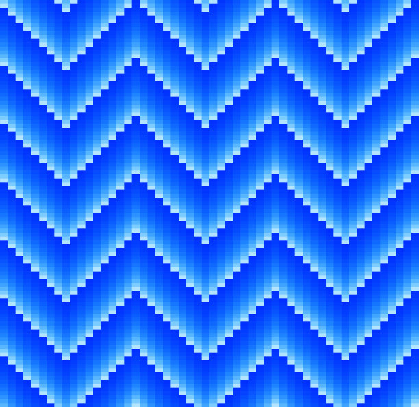 天衣无缝的蓝色几何图案，蓝色的比例之锯齿。Swatch包含在矢量文件中。图片下载