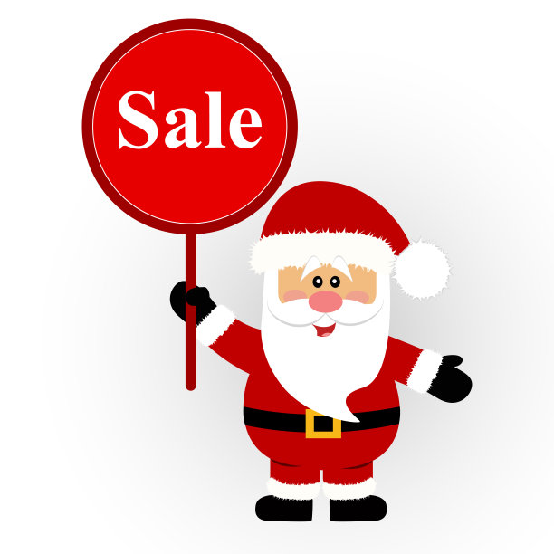 圣诞大甩卖，圣诞老人挂横幅。图片下载