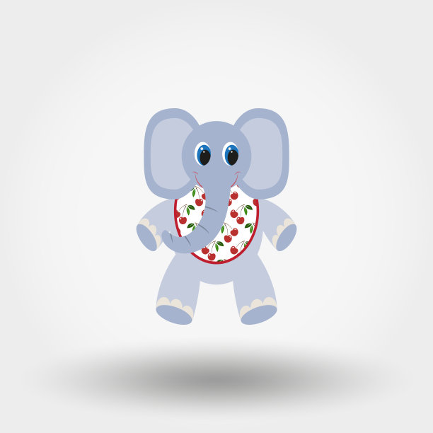 围嘴里的大象玩具。图片下载