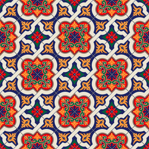 华丽的无缝花纹白色摩洛哥，葡萄牙瓷砖，阿苏莱霍，装饰品。可用于壁纸，图案填充，网页背景，表面纹理。图片下载