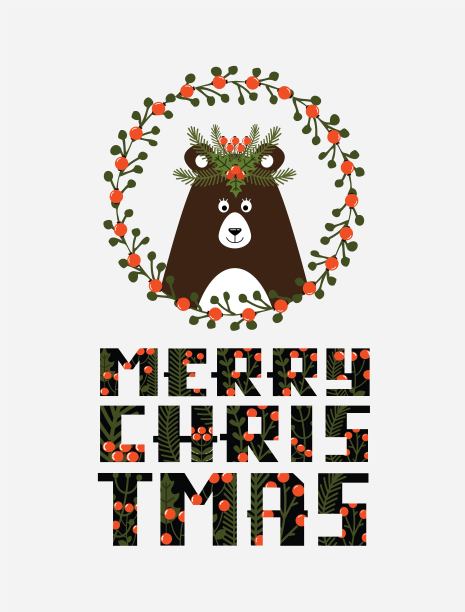 可爱的圣诞贺卡与一个熊的图片图片下载