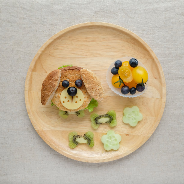 狗午餐盘，给孩子们的有趣食物艺术图片下载