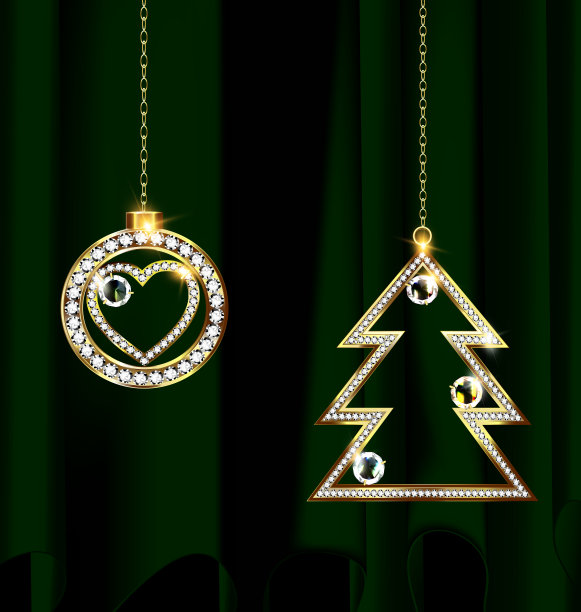 绿色和珠宝圣诞装饰图片下载