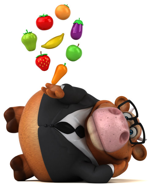 有趣的牛- 3D插图图片下载