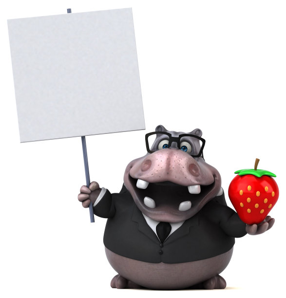 有趣的河马- 3D插图图片下载