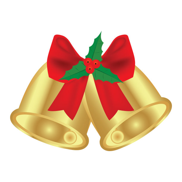 带红蝴蝶结和冬青的圣诞钟声图片下载