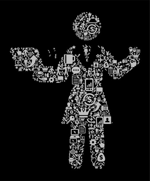 女商人工作图标商业和金融矢量图标模式图片下载