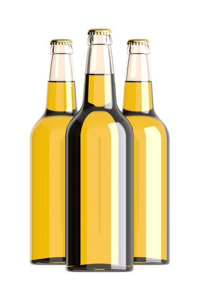 瓶装啤酒黄色。3 d渲染。图片下载