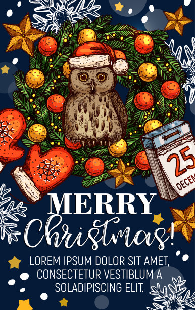 圣诞祝福矢量素描贺卡图片下载