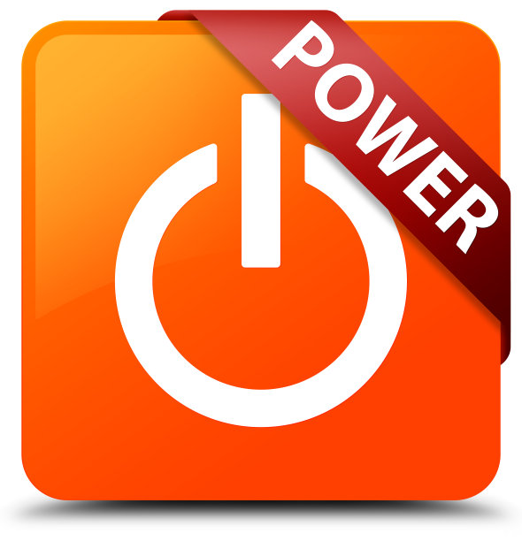 动力橙色方形按钮红色丝带在角落图片下载