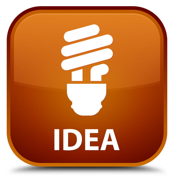 创意(灯泡图标)特殊的棕色方形按钮图片下载