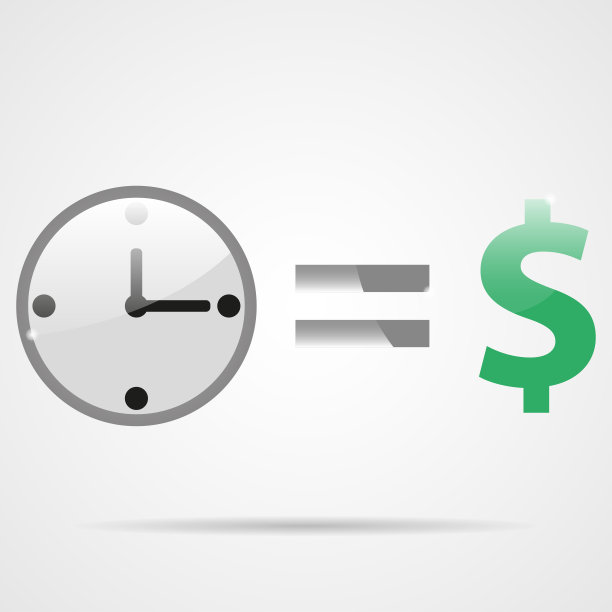 闪亮的时钟等于金钱。时间就是金钱。受欢迎的短语的商人图片下载