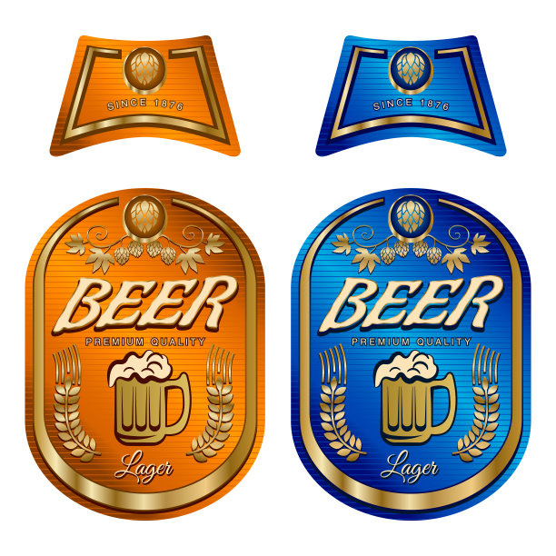 啤酒标签模板与颈标签。矢量插图。图片下载