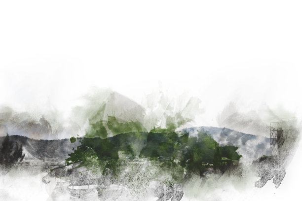 抽象的山峰彩色的水彩画背景，数字插画笔刷艺术。图片下载