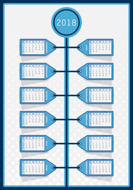日历2018蓝色标签设计图片下载