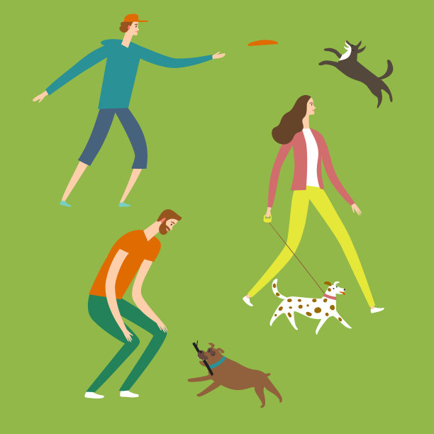 人们和狗玩耍图片下载