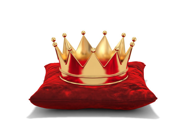 金色皇冠，红色天鹅绒枕头图片下载