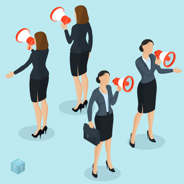 等距的人与扬声器。图片下载