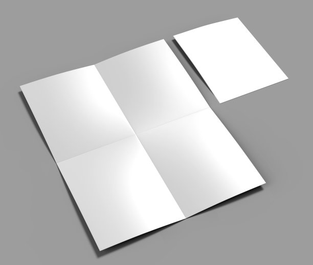法国折叠a4 a5方宣传册传单传单，模拟和模板设计。空白白色3d渲染插图。图片下载