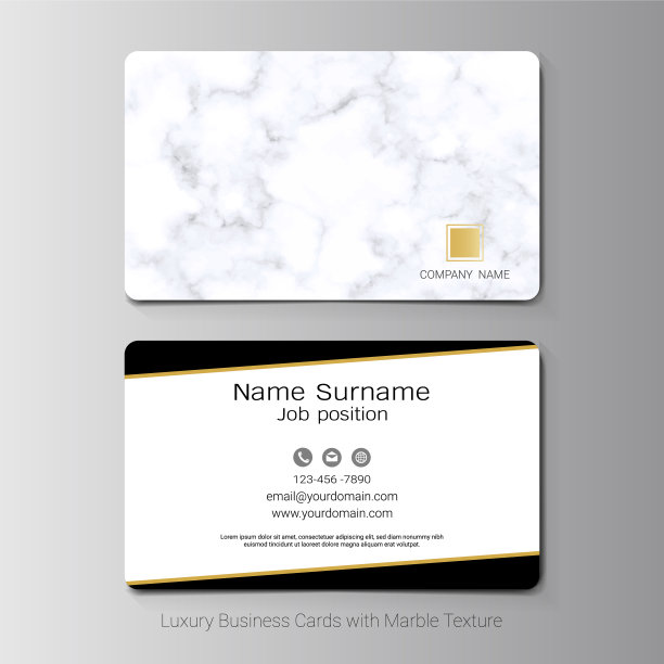 豪华名片矢量模板，简约风格又不失现代优雅，仿大理石纹理背景图片下载