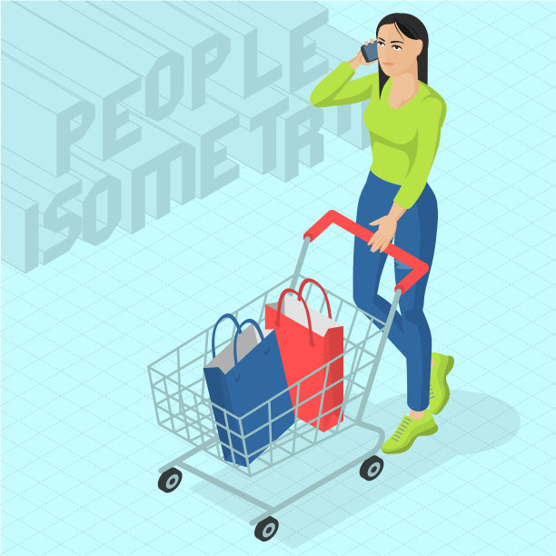 推着购物车的女人图片下载
