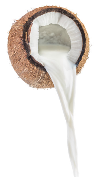 椰汁从椰果中流出。图片下载