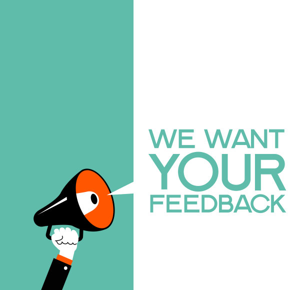 手拿扩音器的人我们想要你的反馈演讲泡泡。图片下载