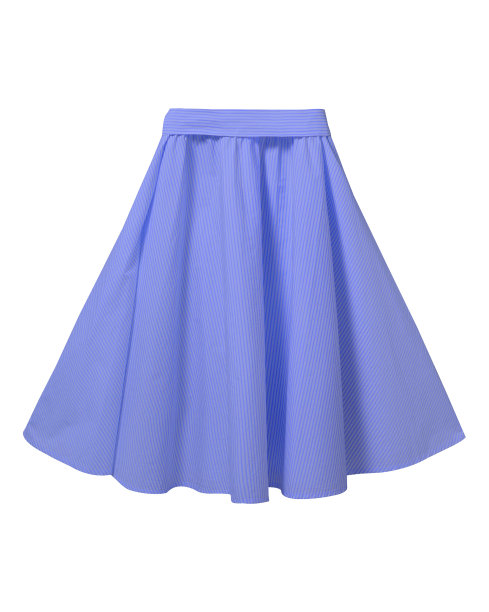 蓝色条纹中长裙与丝带带孤立的白色背景图片下载