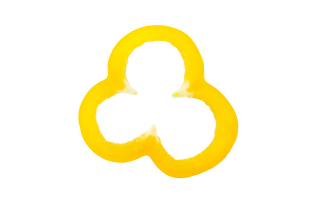 一片黄色的红辣椒在孤立的白色背景上图片下载