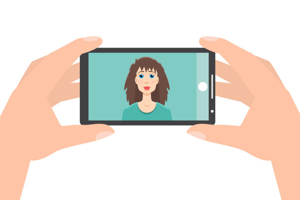 手持智能手机拍照，自拍。矢量插图。图片下载