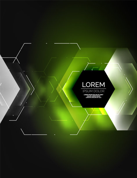 数字技术抽象背景，发光六边形图片下载