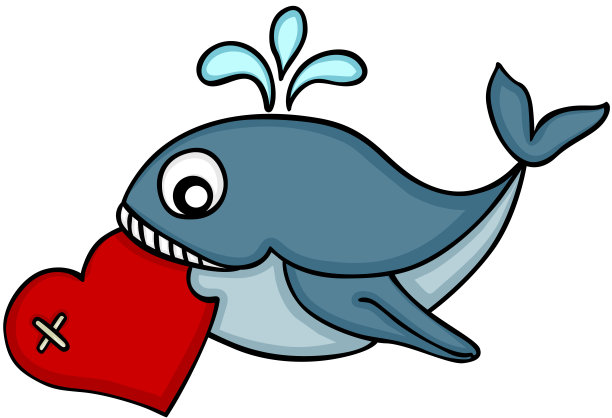 可爱的鲸鱼抱着心脏图片下载