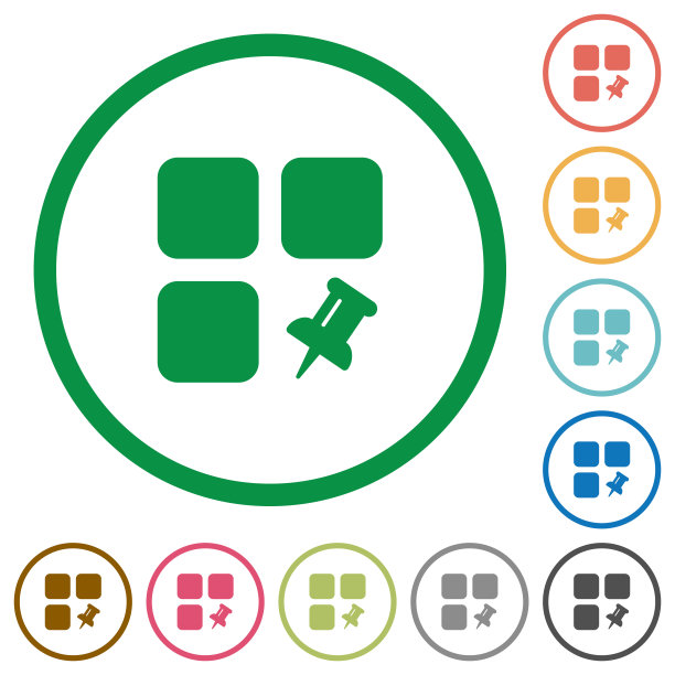 带轮廓的Pin组件平面图标图片下载