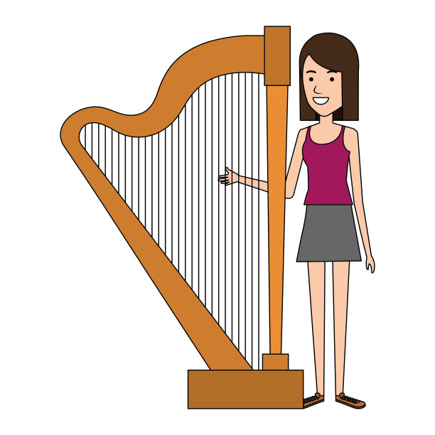弹奏竖琴的女人图片下载