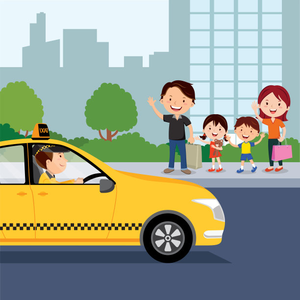 家人在城里叫出租车图片下载