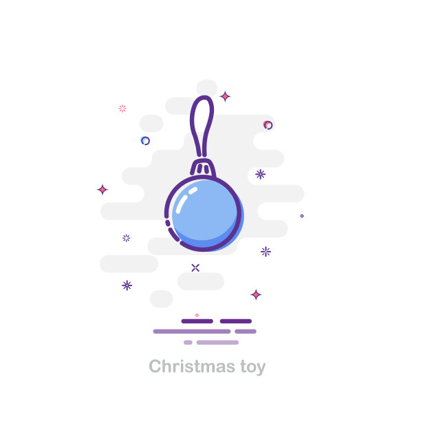 圣诞树玩具在mbe风格的插图。矢量平圣诞和新年元素。图片下载