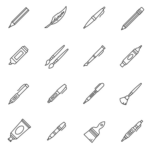 文具图标集（可编辑描边）图片下载