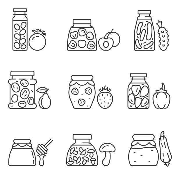 罐头食品。可编辑的中风图片下载