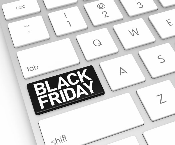 带有黑色星期五按钮的电脑键盘。图片下载