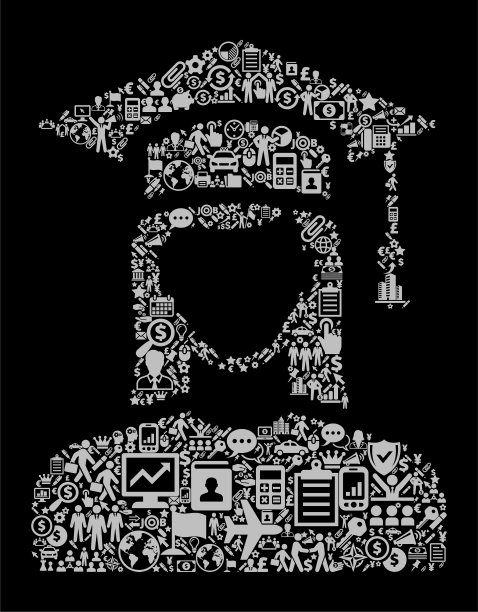 毕业女性的脸肖像图标商业和金融矢量图标模式图片下载