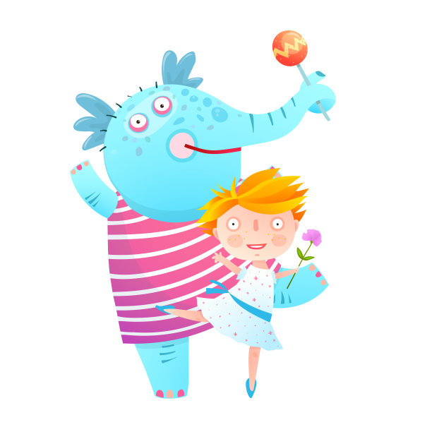 小女孩和宠物大象跳舞的朋友图片下载